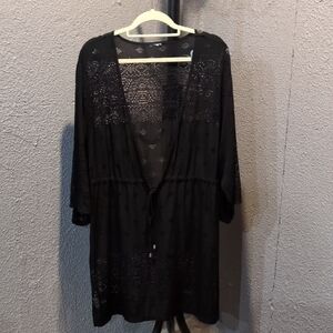 Black Sheer Kimono Bathing Suit Cover